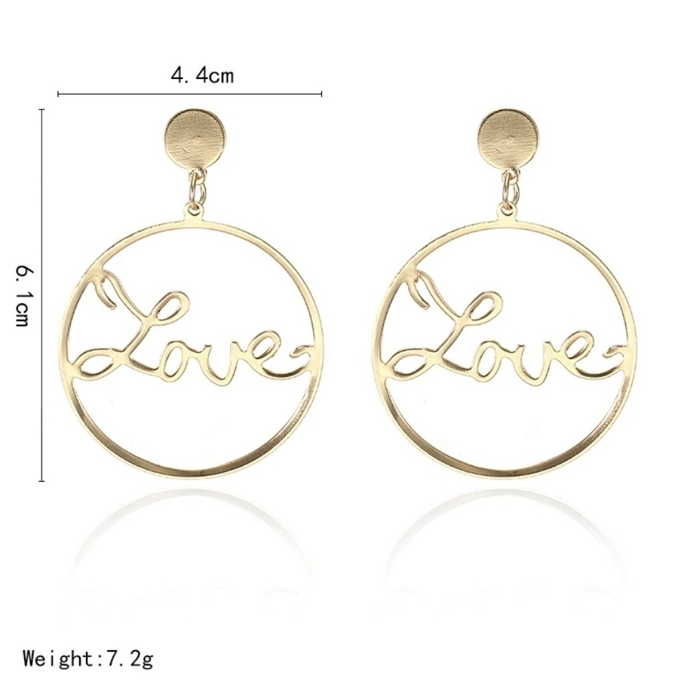 *Last one* 2 pcs Love  large  earrings jewerly - Picture 2 of 5